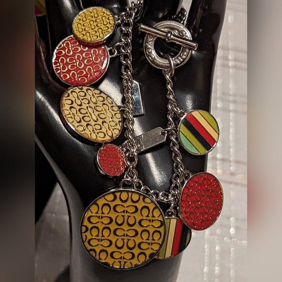 COACH Enamel Logo Charms Chain Necklace and Bracelet Set LNC - Picture 12 of 15